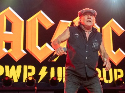 EDINBURGH, SCOTLAND - AUGUST 21: Brian Johnson of AC/DC performs on stage during a concert for the Power Up tour at Murrayfield Stadium on August 21, 2025 in Edinburgh, Scotland. (Photo by Roberto Ricciuti/Getty Images)